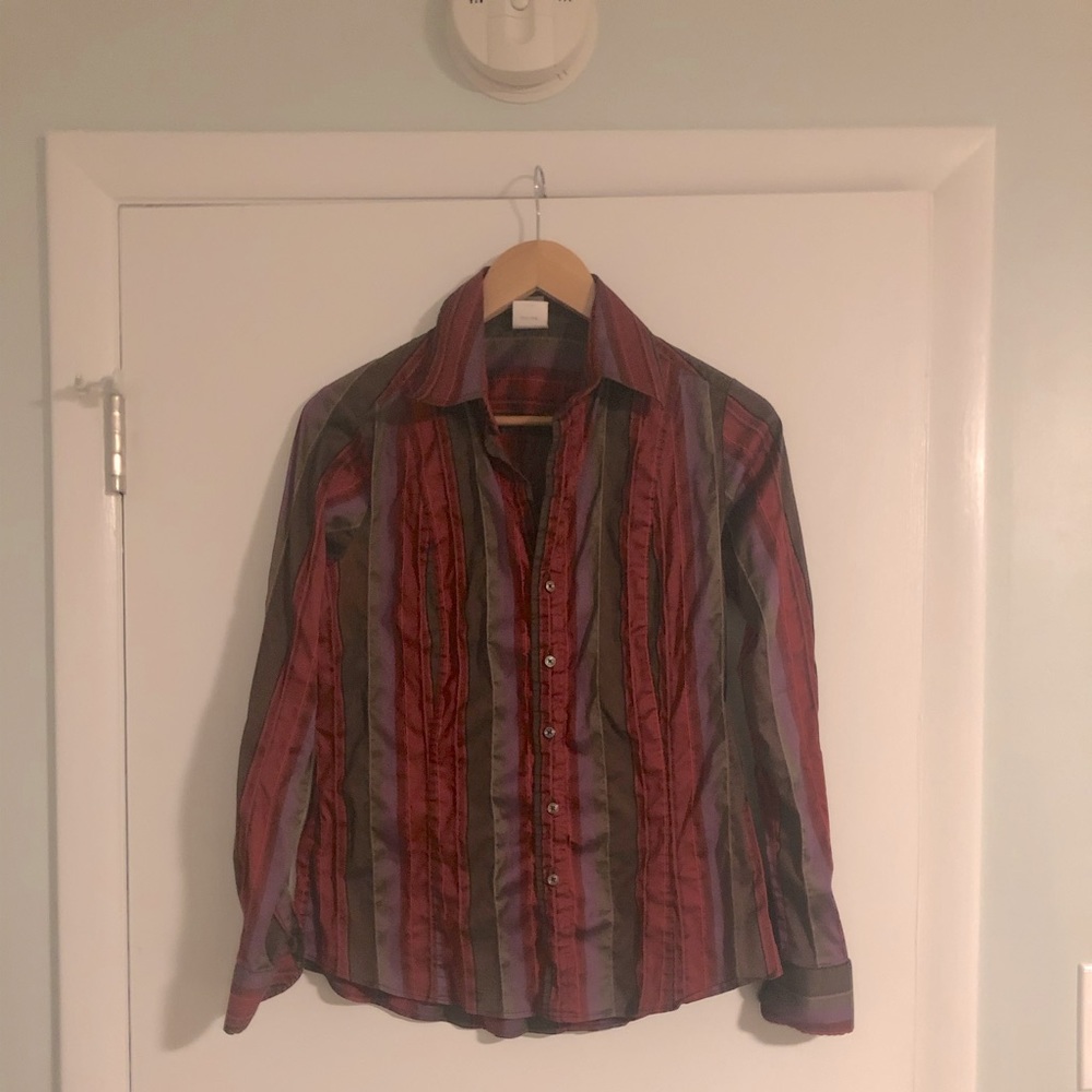 Craig Taylor Grace Striped Oxford Shirt Size Medium